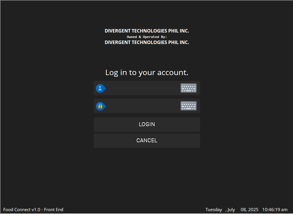 Food Connect Order Screen